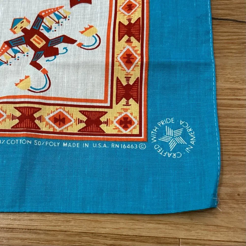 Vintage 1980s Deadstock Thunderbird Southwestern Bandana USA Made NOS 22x22 -